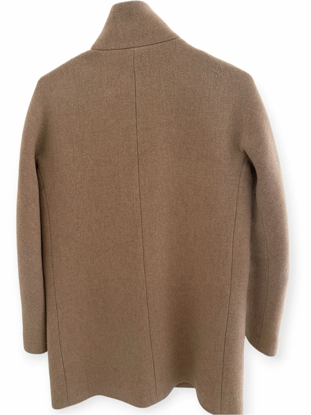 J. Crew Women's Camel/Tan Stand Collar Wool-Blend Coat Size 0 Good Condition - Picture 2 of 9